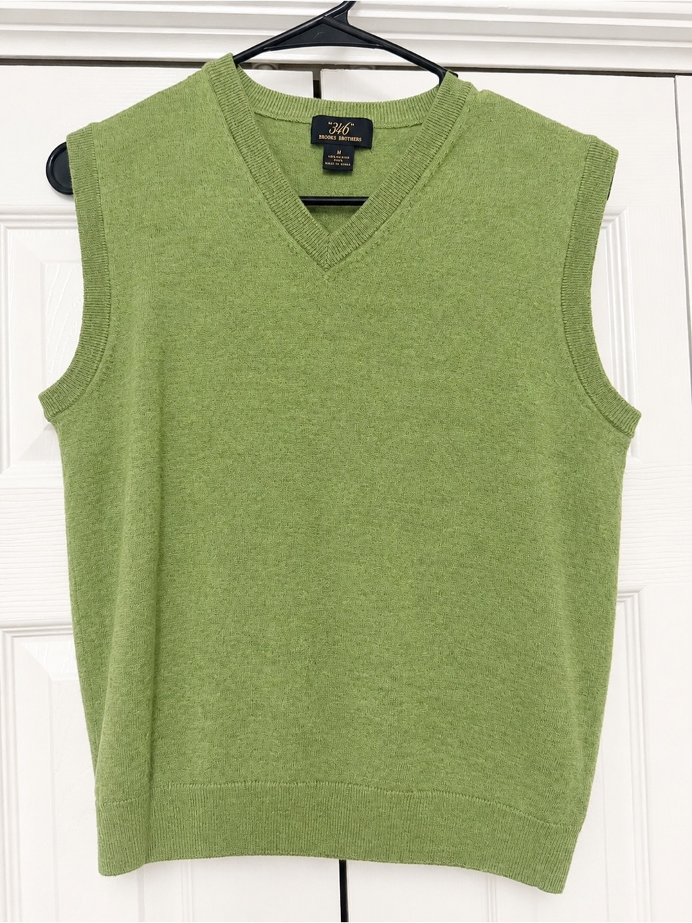 Brooks Brothers Merino Wool Green V-Neck Sleeveless Knit Top